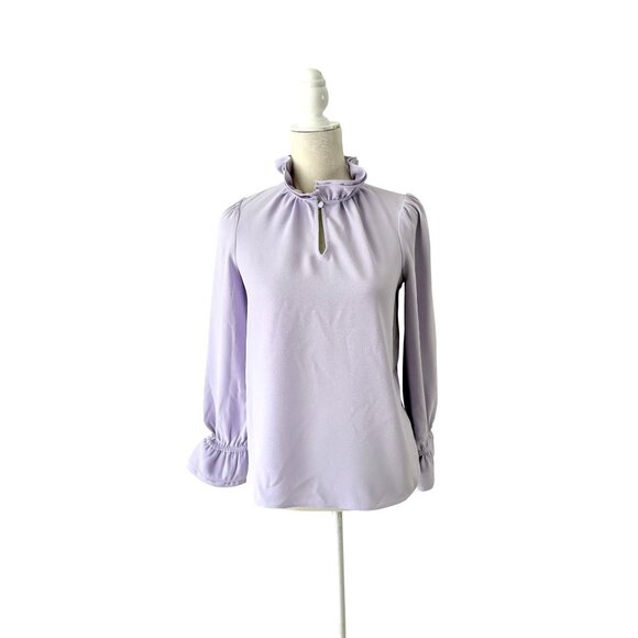 J. Crew Ruffleneck Top in 365 Crepe NWT Lavender XS - Picture 2 of 7